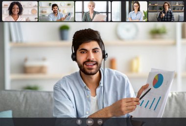 Çevrimiçi video kaset yapan iş adamları, ekran görüntüsü