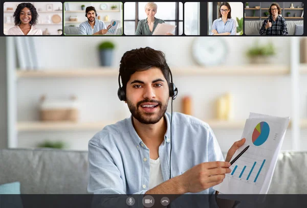 Zakelijke mensen die online videochat op afstand, screenshot view — Stockfoto