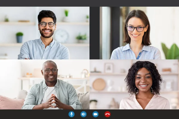 Young people making online videochat at home, screenshot — Stock Photo, Image