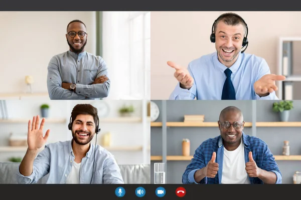 Diversas personas de negocios que hacen sesiones informativas en línea videochat, vista de pantalla —  Fotos de Stock