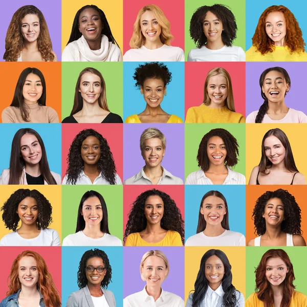 Colección de avatares de diversas mujeres hermosas — Foto de Stock