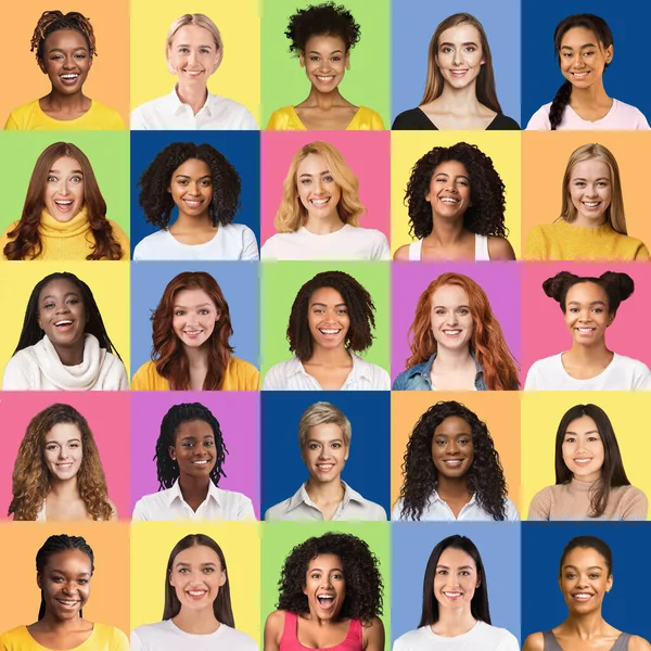 Portraits de dames. Têtes féminines avec différentes coiffures — Photo