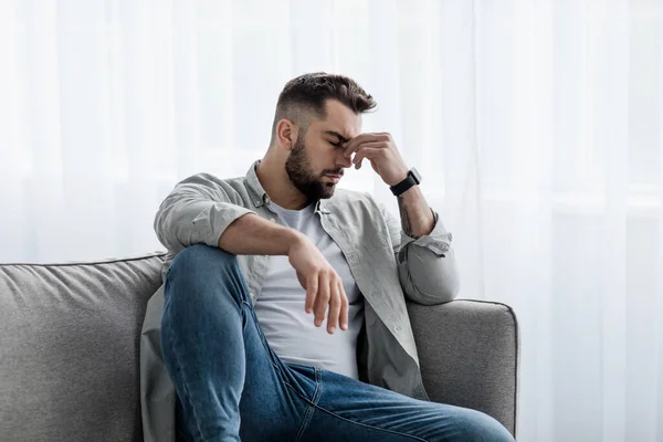 Fatigue, shame, stress, depression and overwork, person takes break from problems and tries to recover — Stock Photo, Image