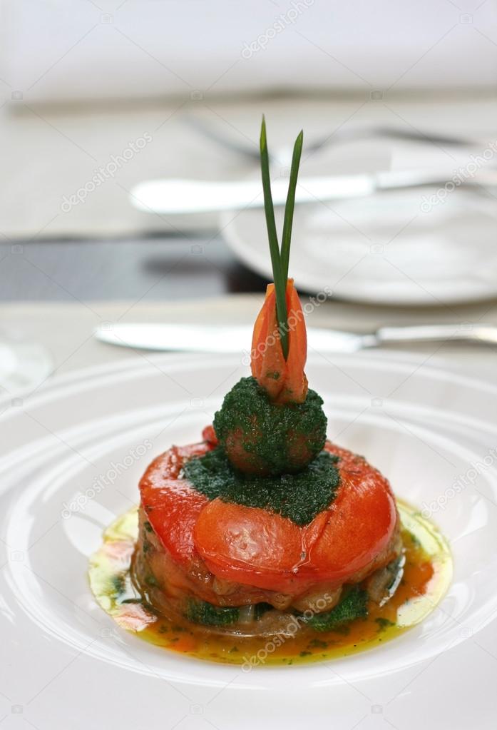 Vegetarian creative food in luxurious restaurant