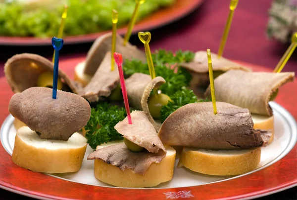 Catering - beef tongue appetizer — Stock Photo, Image