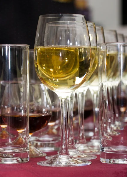 Catering - row of the glasses with wine — Stock Photo, Image