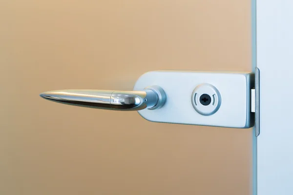 Bathroom door handle lock opened — Stock Photo, Image