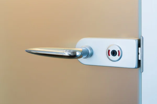 Bathroom door handle lock closed — Stock Photo, Image