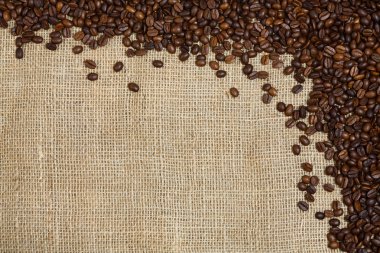 Kahvenin üzerinde arka plan çuval bezi