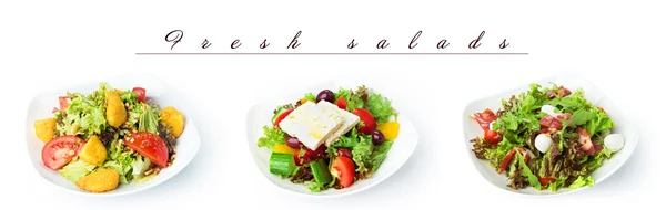 Restaurante alimentos isolados - saladas frescas — Fotografia de Stock