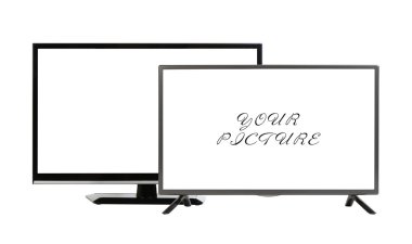 İki modern Tv beyaz arka plan izole ayarla