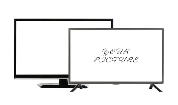 Dos televisores modernos aislados en fondo blanco — Foto de Stock