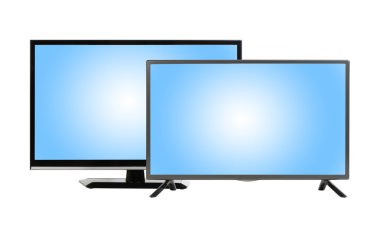 İki modern Tv beyaz arka plan izole ayarla