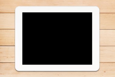 Tablet Pc ahşap bir masa üzerinde