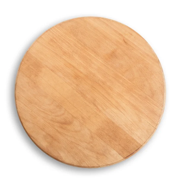 Деревянный круглый стол для пиццы — стоковое фото