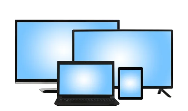 Computing concept - lots of different monitors isolated — Stock Photo, Image