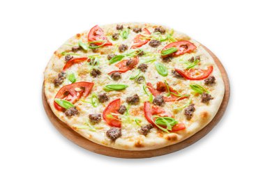 Lezzetli deniz ürünleri pizza domates ile