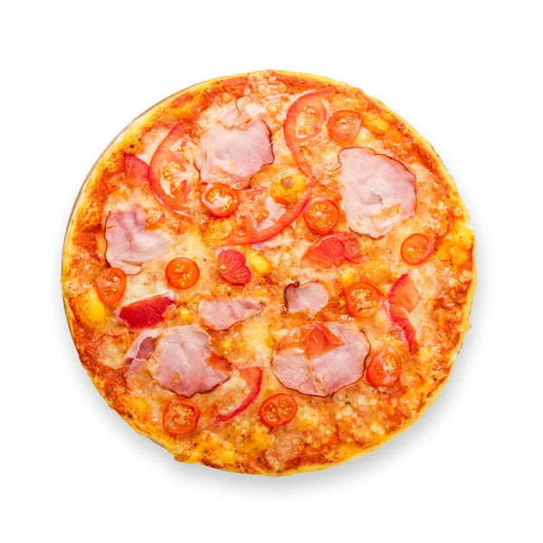 Delicious pizza with bacon and cherry tomato — Stock Photo, Image