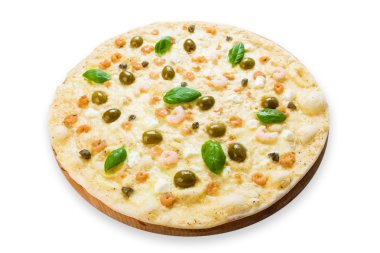 Zeytinli pizza lezzetli deniz ürünleri
