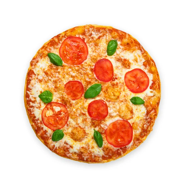 Leckere Pizza mit Mozarella und Tomaten - Margherita — Stockfoto
