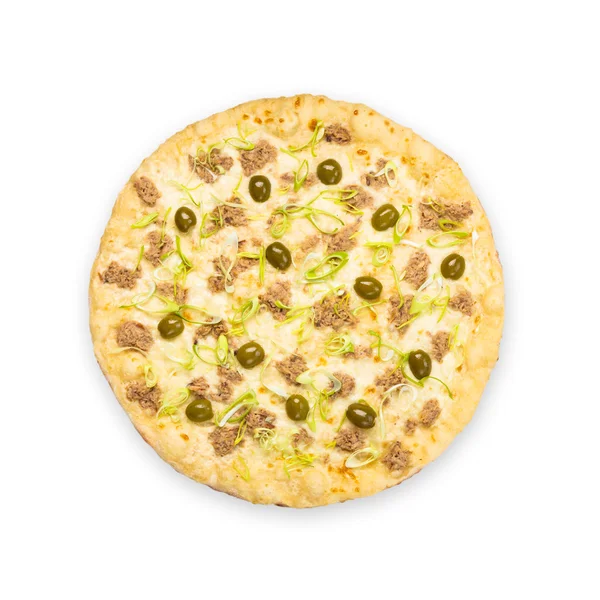 Delicious seafood pizza with olives — Stock Photo, Image