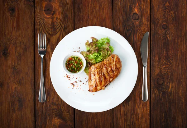 Restaurant food - chicken fillet grilled steak — Stock Photo, Image