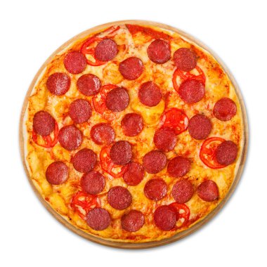 Biber ve domates ile lezzetli pizza