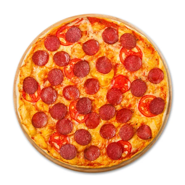 Biber ve domates ile lezzetli pizza — Stok fotoğraf