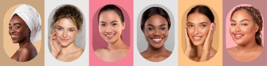 Renkli bir kolaj, ışıl ışıl gülümseyen ve farklı ten renkleri olan altı bireyi gösteriyor. Yumuşak pastel arka planlara karşı her bir kişi, eşsiz özelliklerini ve güzelliklerini vurgulayarak ifade eder..