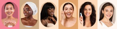Bu kolaj, cilt bakımı yapan altı farklı geçmişi olan kadını vurguluyor. Her kadın ürünlerini uygularken gülümser, kişisel bakım rutinlerinde neşe sergiler..