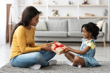 Genç bir kız, sıcak ve davetkar bir oturma odasında gülümseyen annesine güzel bir hediye sunar. Sıcak atmosfer birlikte geçirdikleri özel ana neşe katıyor..