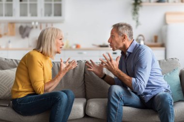 Bir erkek ve bir kadın sıcak oturma odalarında tutkuyla tartışıyorlar. Duygularını ve fikirlerini ifade ettiklerinde konuşma yoğun görünüyor..