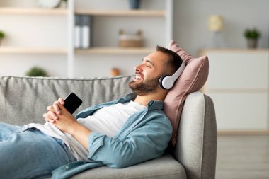 Kanepede uzanan, kulaklık takan, cep telefonuyla müzik dinleyen, yeni uygulama kullanan havalı bir genç. İlginç bir milenyum adamı ilginç bir ses kitabı ya da popüler bir şarkı dinliyor.