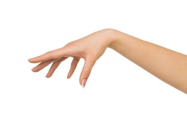 El jest kapmak ise beyaz izole arka plan, kesme, kopyalama alanı bazı öğeler yapma Close-Up