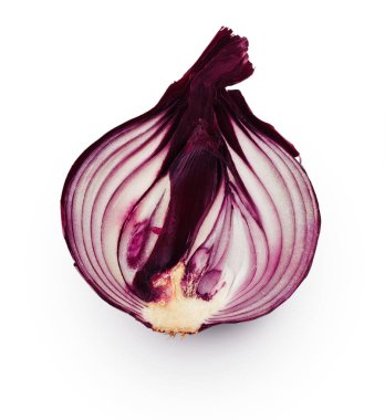 Farklı kesikleri ve detayları göstermek için bir kırmızı soğan koleksiyonu düzgünce düzenlenir. Her parça eşsiz katmanlar ve renkler sergiliyor, sebzelerin dokusunu ve şeklini vurguluyor.