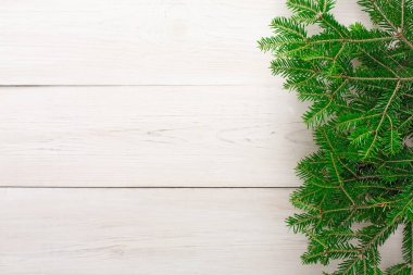 Yeşil bitkiler açık ahşap bir yüzeye kolaj formatında serilirler. Bitkilerin çeşitli şekilleri ve boyutları var, doğal bir dekorasyon yaratıyorlar..