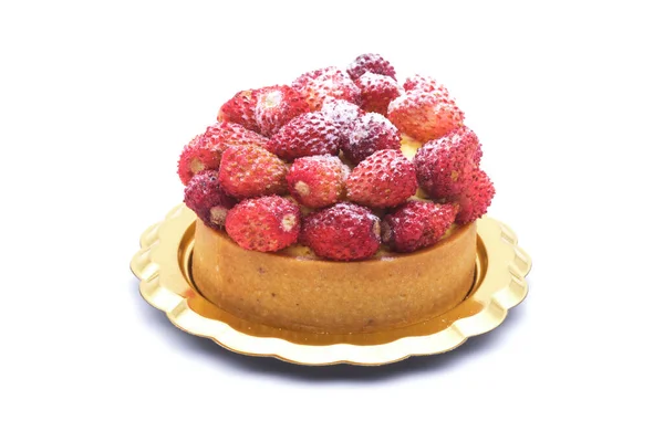 Fraises Gâteau Crème Petit Gâteau Rond Délicieux Désert Doux Principalement — Photo