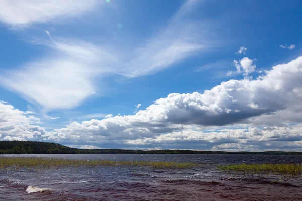 Paisaje de verano con lago y cielo —  Fotos de Stock