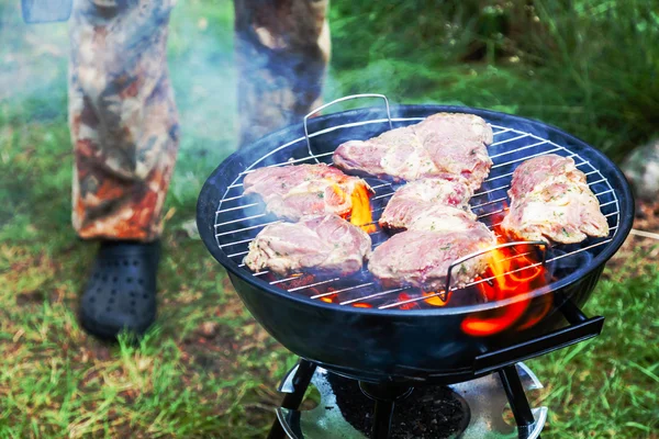 Viande cuite au charbon de bois — Photo