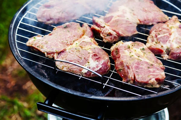 Viande cuite au charbon de bois — Photo