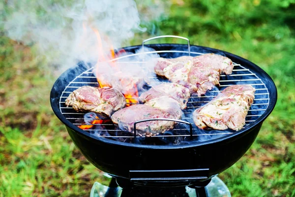 Viande cuite au charbon de bois — Photo