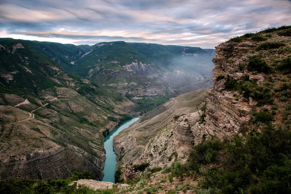 Vue Sur Canyon Sulak Tôt Matin — Photo