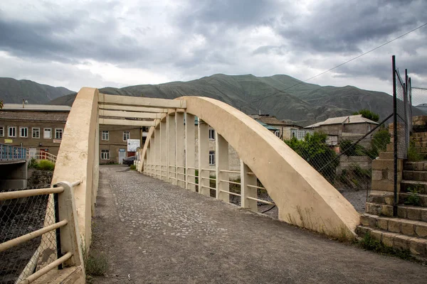 Village Akhty Daghestan Pont Béton Armé Double Voûte Construit Par — Photo