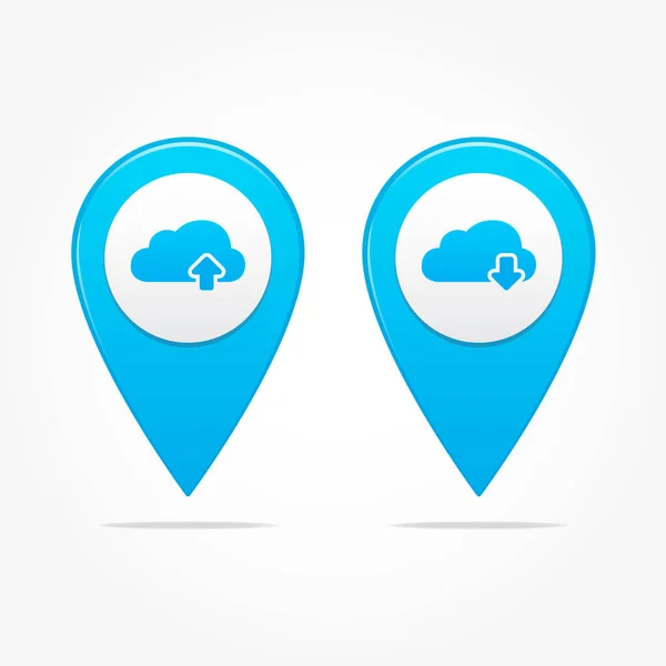 Subir Descargar Clouds Pin Iconos — Vector de stock