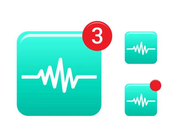 Heart Rate Music Wave Icons Vector Set — Stock Vector