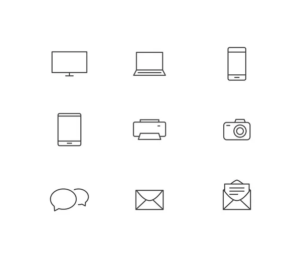 Technologie Line Icon Set — Stockvektor