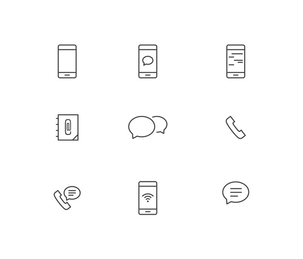 Telefon Social Line Icon Set — Stockvektor