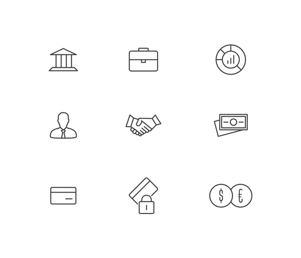 Business Line Icon Gesetzt — Stockvektor