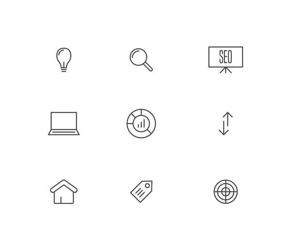 Seo Search Engine Optimization Line Icon Set — Vector de stoc