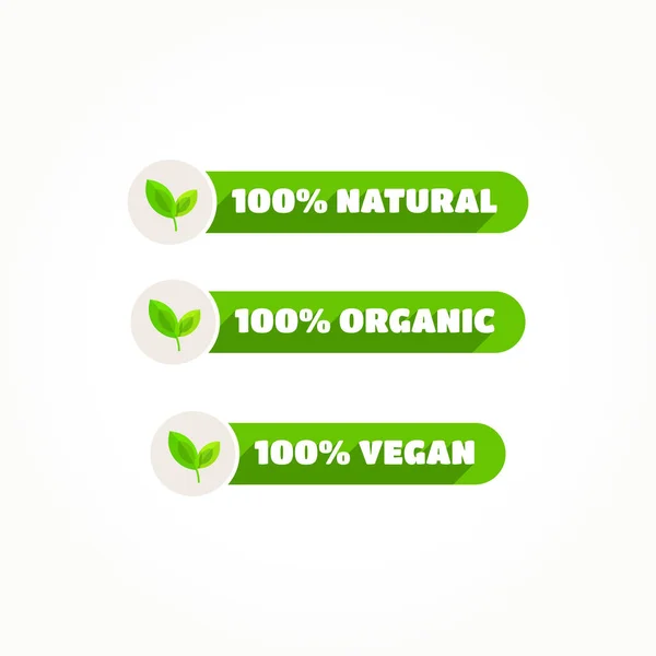 Etiquetas 100 Naturales Orgánicas Veganas — Vector de stock
